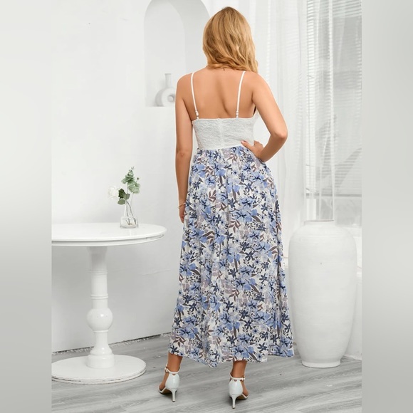 Floral Spaghetti Strap Spliced Lace Jumpsuit - Picture 2 of 5